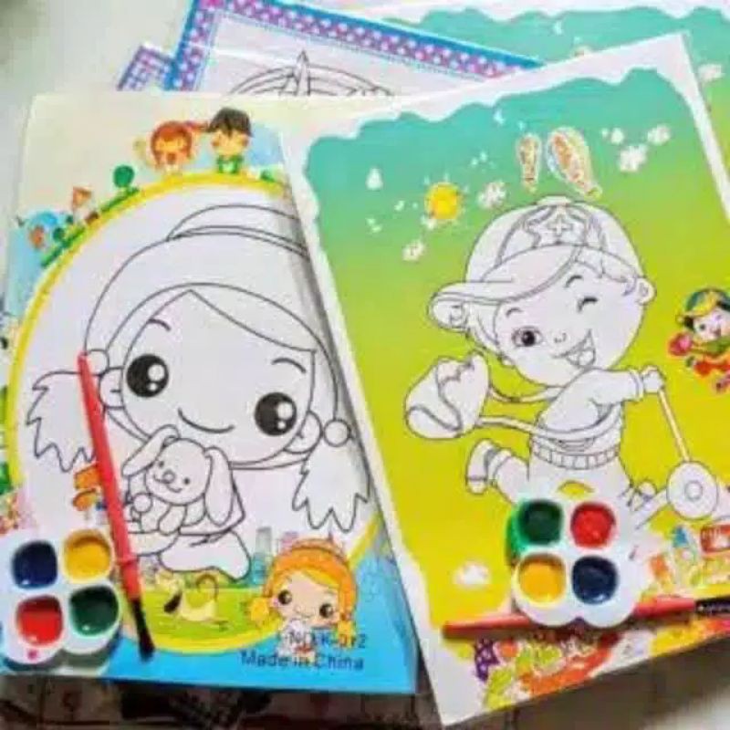 

mainan anak endukasi mewarnai cat air