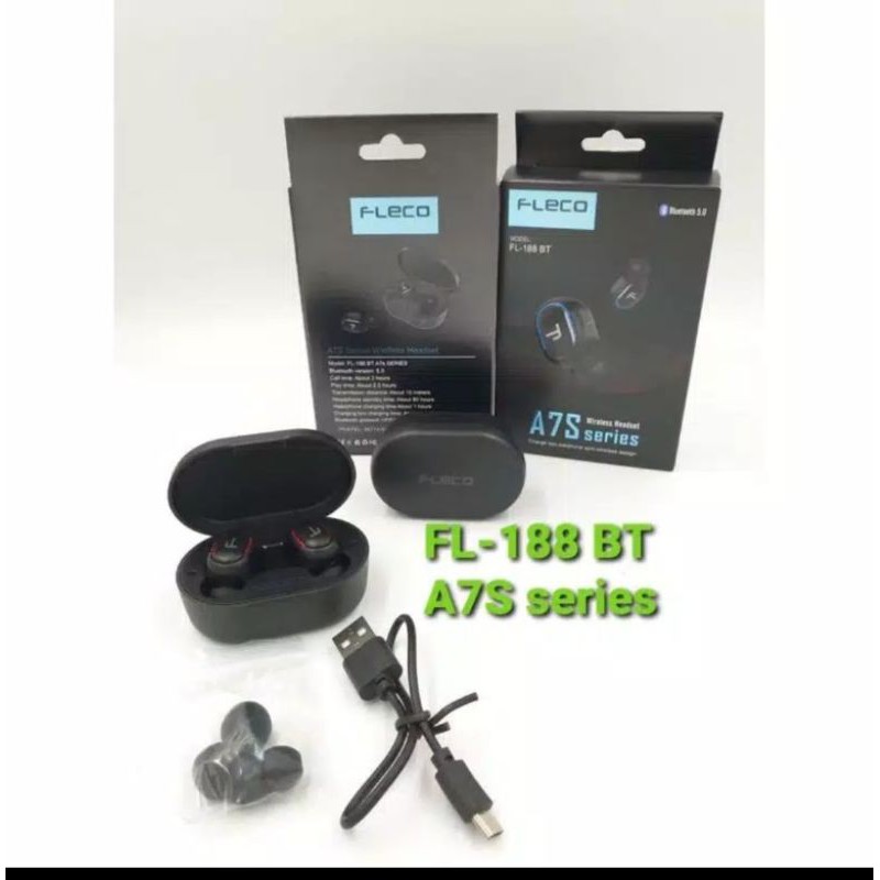 Headset Fleco Bluetooth Wireless FL-188 BT A7S Handsfree Hansfree Earphone Bluetooth Fleco FL188BT