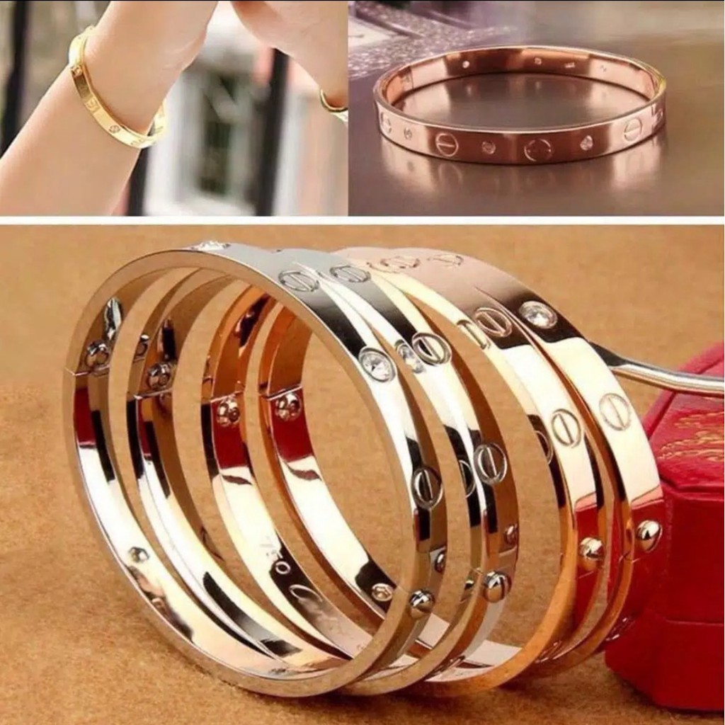 Gelang Titanium Model  Dengan Diamond Artifisial  Dengan 750