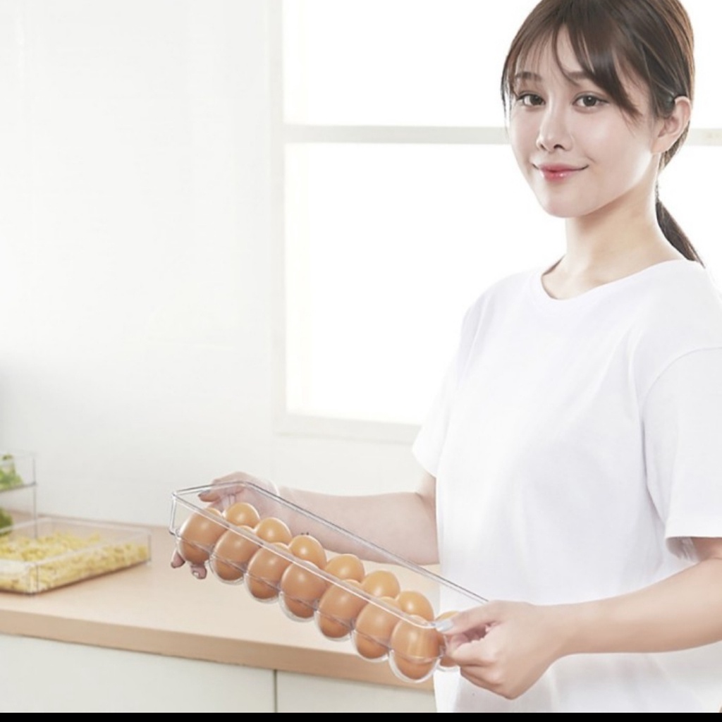Kotak Kontainer Telur 14 Kulkas Egg Storage Box Transparan M949