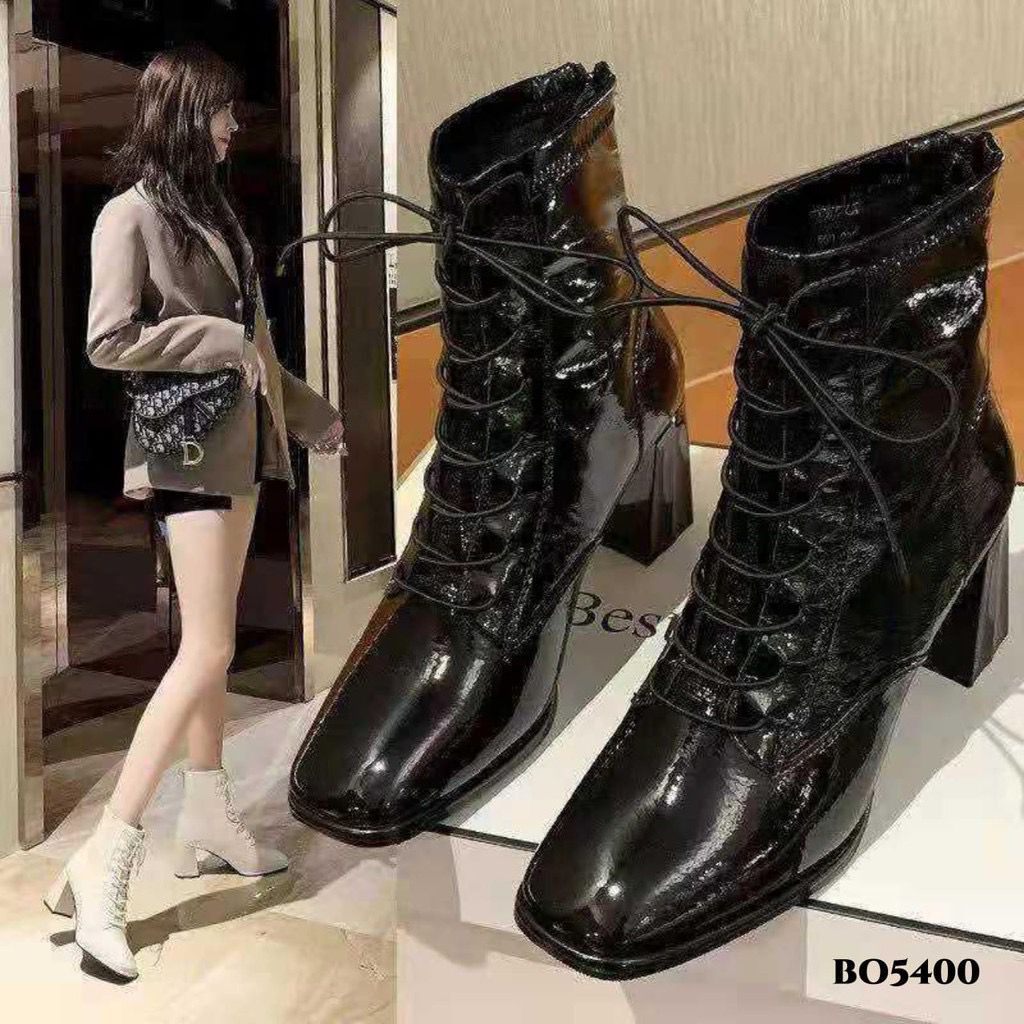 BS / Sepatu Boots Wanita Hak Sedang Kulit Premium 253