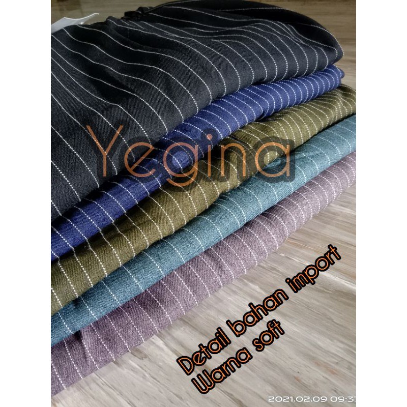 CELANA BAHAN JUMBO &amp; EXTRA JUMBO motif salur garis celana baggy wanita jumbo celana kerja impor