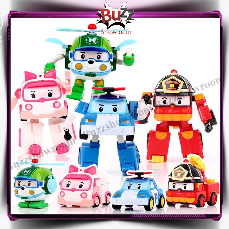 Robocar Poli Transform Mainan Anak Figure Robot Amber Roy Heli