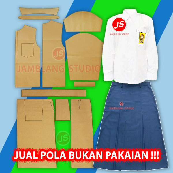Pola Instan Seragam SMP Cewek [ Pola Baju Jamblang Studio ] Pola Seragam SMP Perempuan