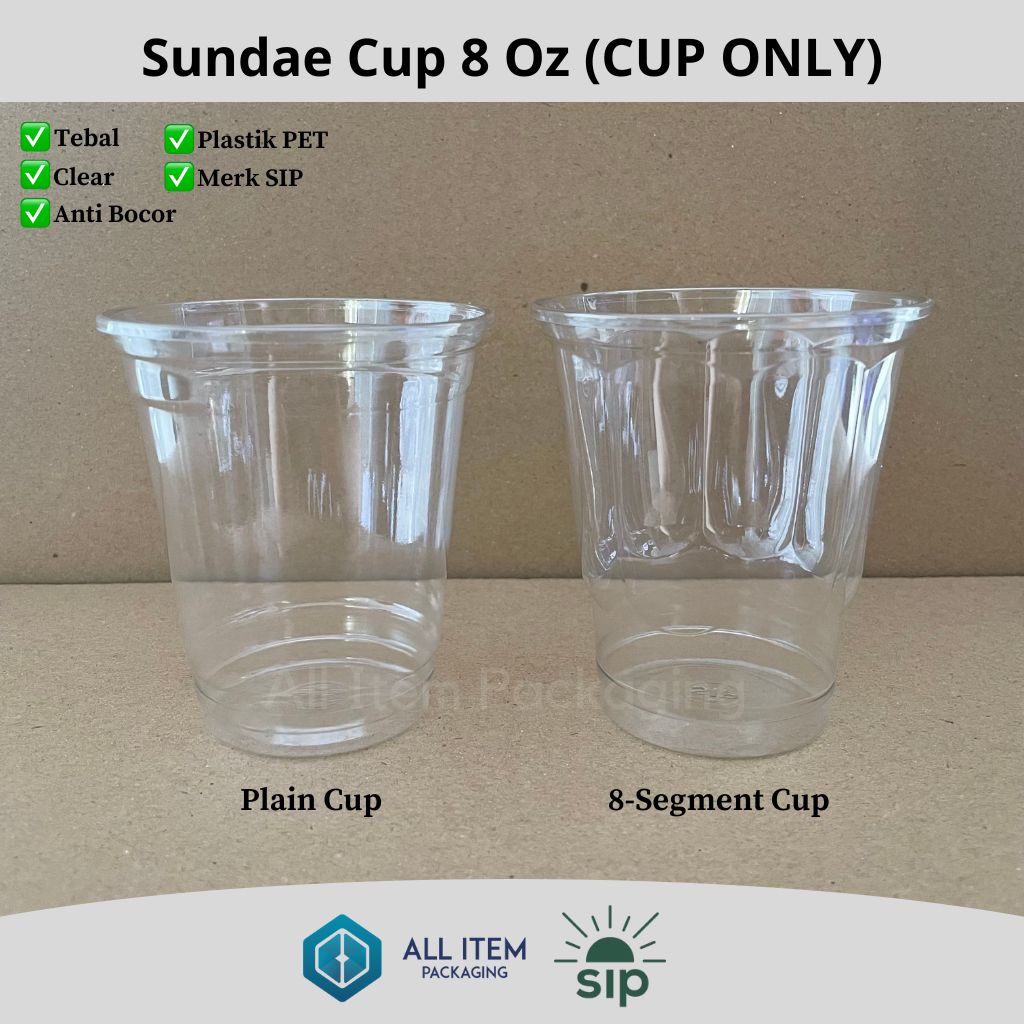 Sundae Cup 8 Oz / Ice Cream Cup @50 Pcs PET SIP 78 CUP ONLY