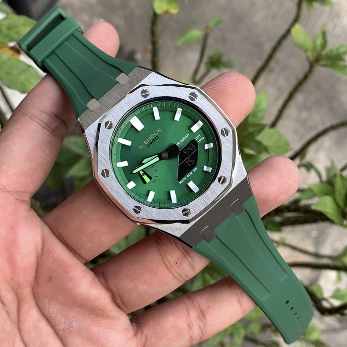 Jam Tangan G-Shock GShock GA-2100 GA2100 Green Original Silver Green