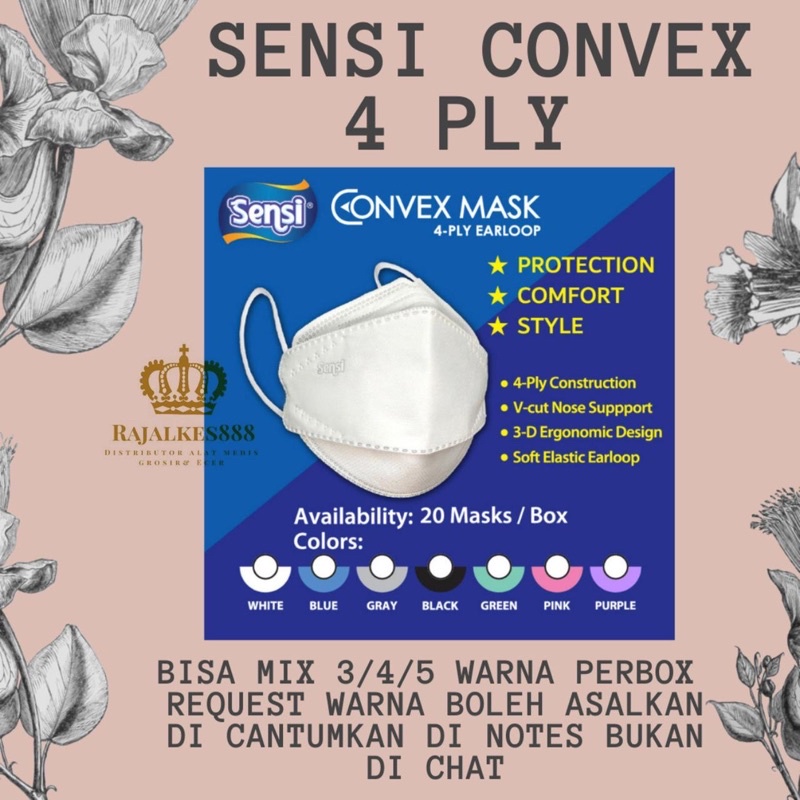 Masker Sensi Convex Mask 4 Ply | Masker Earloop 4 Ply | Masker Sensi / masker korea KF94 1 Box 20pc