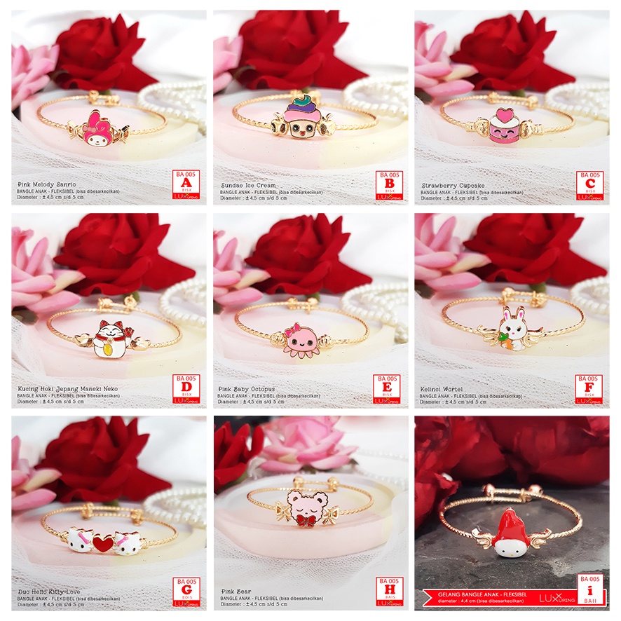 BA 005 Gelang Anak Lucu Hello Kitty Kucing Hoki Perhiasan Set Xuping Anak Bangle Xuping Anak Luxx Xuping