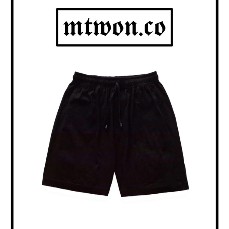 CELANA PENDEK MOTIF POLOS HITAM BOXER SHORTPANTS BRAND DISTRO PRIA WANITA DEWASA HITAM / CELANA DALA
