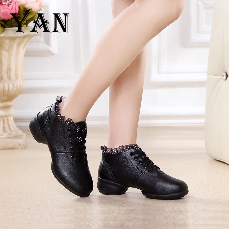 YAN Sepatu Dance Wanita Sepatu Dansa Latin/ Line Dance Semi Boots Renda Terbaru