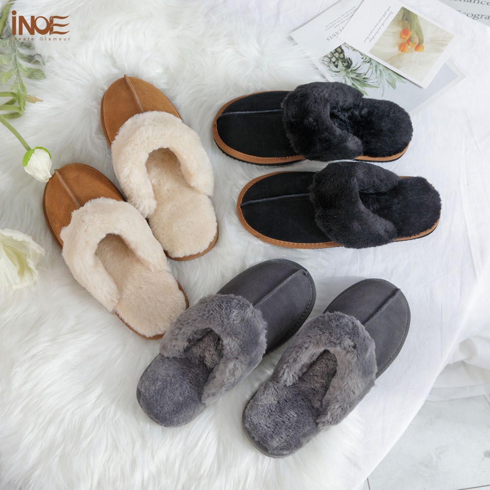 Orlancy Unisex Home Furry Warm Backless Slippers Winter 