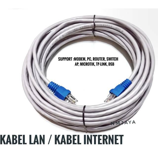 Kabel Lan UTP Cat5E 20Meter siap pakai sudah dicrimping rj45 dan plug booth