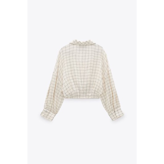 Z*RA WRAP PLAID CROP BLOUSE-BLOUSE WANITA
