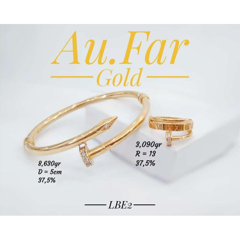 Fashion Aksesoris Wanita Perhiasan Gelang Emas Kadar 375 dan Cincin Emas kadar 375