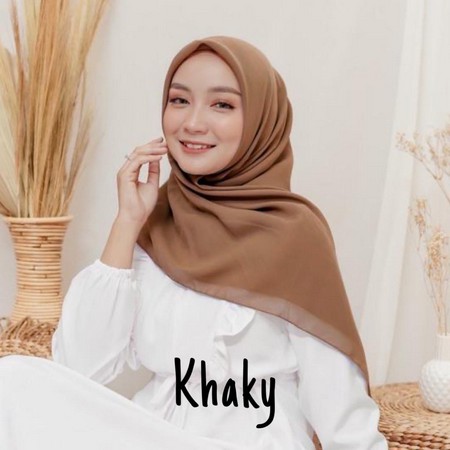 Kerudung Segiempat Polos BELLA SQUARE Hijab Pollycotton Jilbab Bela Grosir Murah PART 1-BELLA KHAKY