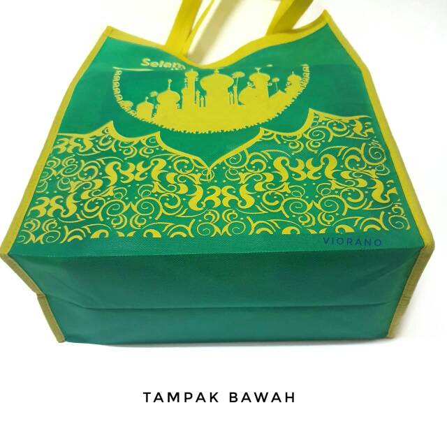 Tas Lebaran Bahan Tebal Tapak Bawah GoodieBag Press Ukuran 30x40cm Tas Belanja Spundbond Full Jahit