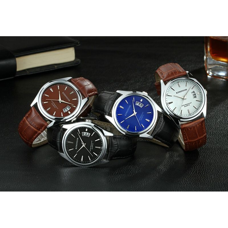 Jam Tangan Pria Original Kingnuos Model Mewah Elegan Anti Air Strap Kulit Fashion Premium High Quality Men Watch Business Import JTK55B