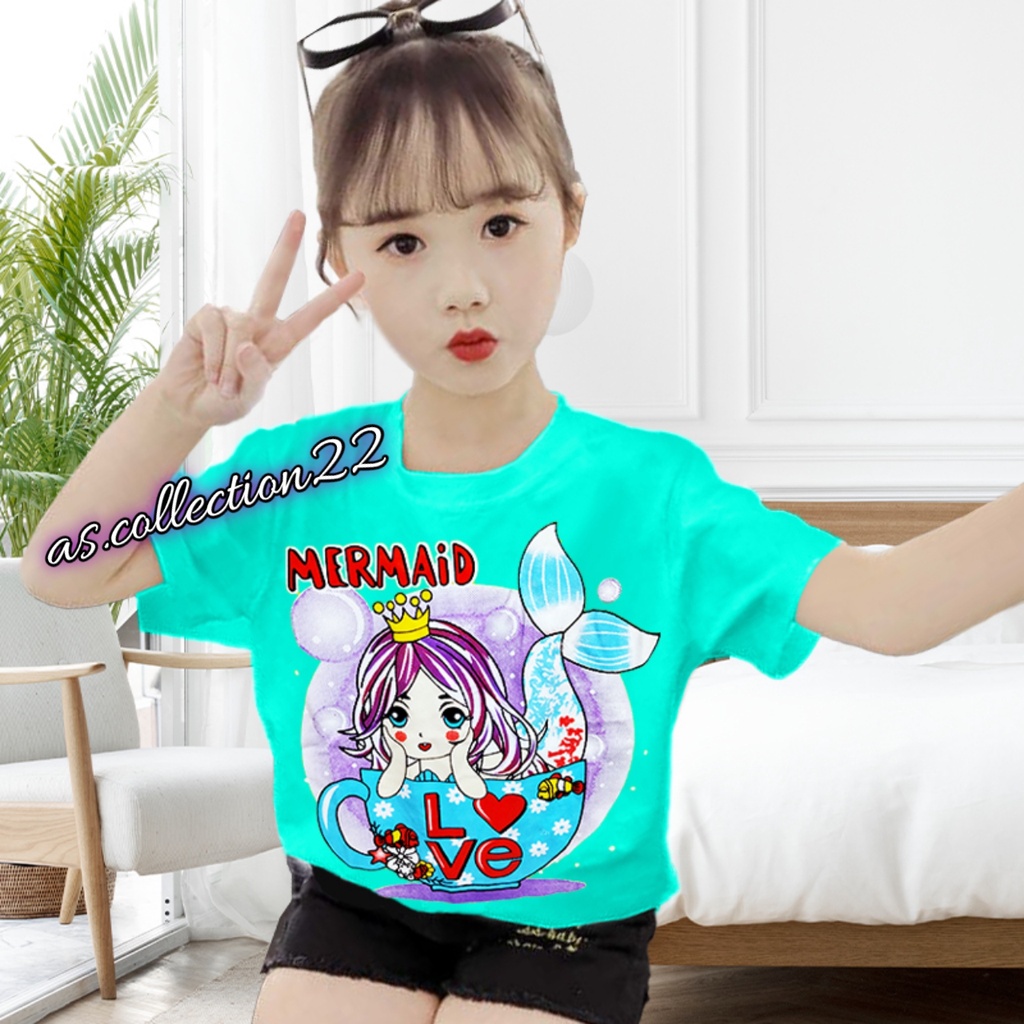 KAOS Anak perempuan Motif MERMAID Love Cute#USIA 1-10 TAHUN