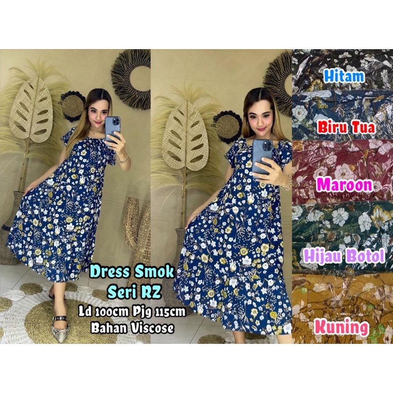 dress smok bahan viscose | seri rz