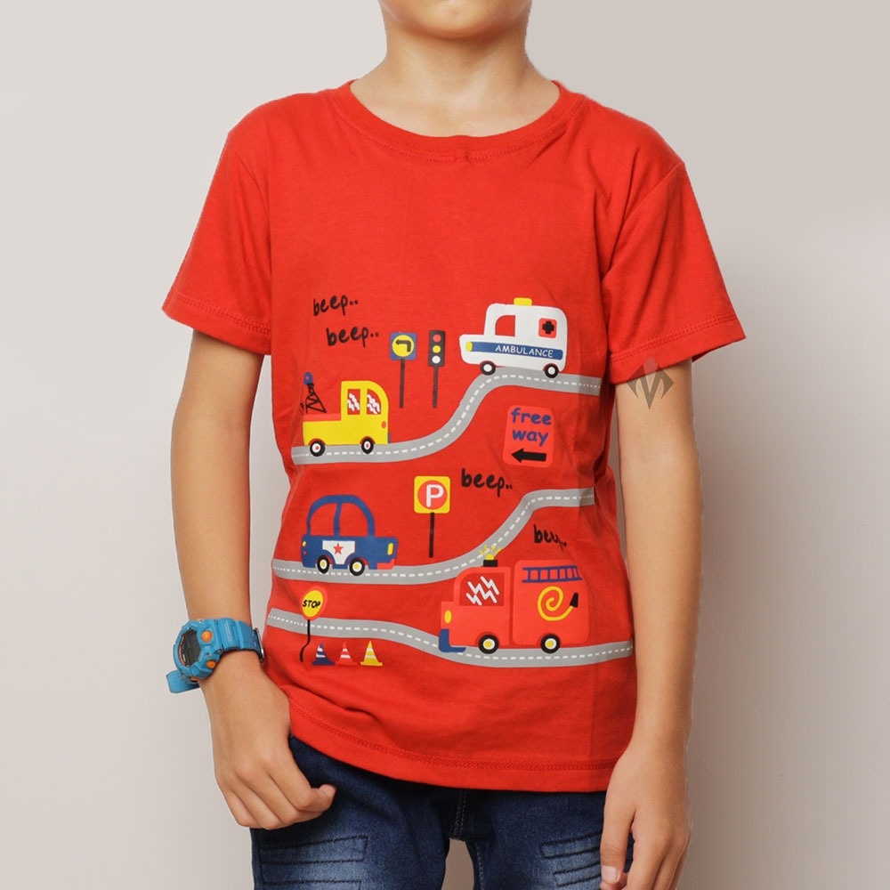 KAOS Anak Laki-laki Beep Mobil DISTRO ANAK LAKI TERBESAR RG KIDS BEEP CAR MERAH KATUN KOMBED ABADIGROSIR