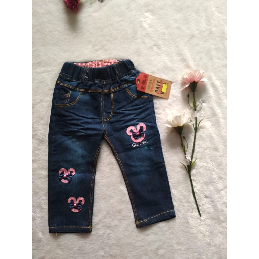 Celana jeans anak cewek karakter minnie mouse