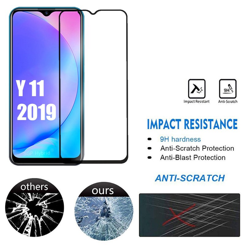 PROMO Tempered Glass VIVO Y11, Y12, Y15, Y17, Y19 TG Layar FULL COVER Black Premium Anti Gores Kaca