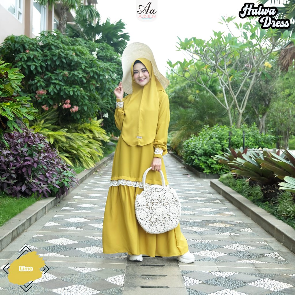 HALWA DRESS / DRESS SET// HALWA DRESS SET BY ADEN HIJAB//GAMIS SYAR'I//GAMIS PREMIUM//DRESS MUSLIM