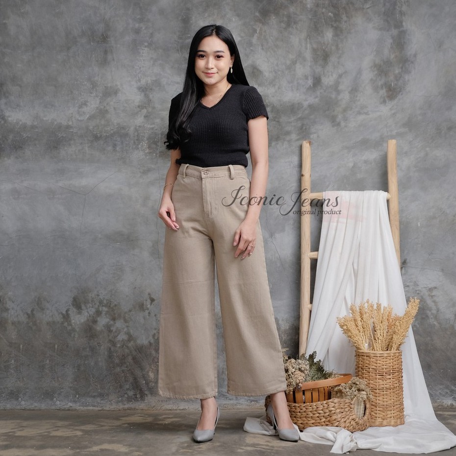 MOZZA JEANS CULLOTE/ KULOT JEANS WANITA WARNA PUTIH HITAM KHAKI CHOCO SAGE LILAC