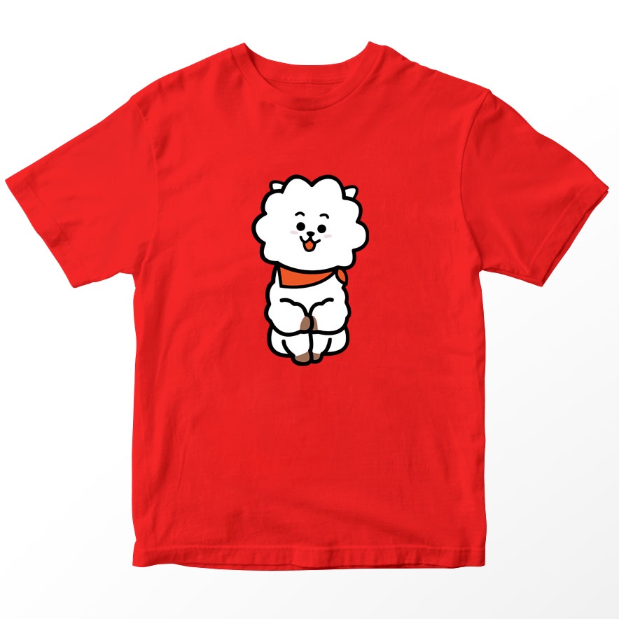 Kaos BT21 BTS Anak Gambar Rj, Warna Merah, Umur 1-10 Tahun