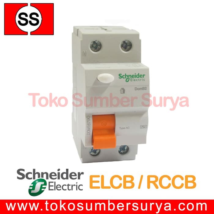 Perlengkapan Listrik - Saklar Broco - Saklar Elcb / Rccb Domae Schneider 2P 25A 30Ma Produk Terbaik