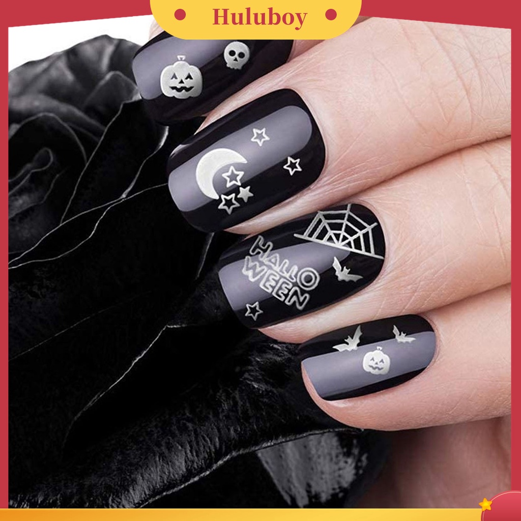 Huluboy Huluboy♡ 1 Lembar Stiker Kuku Motif Halloween Untuk Nail Art