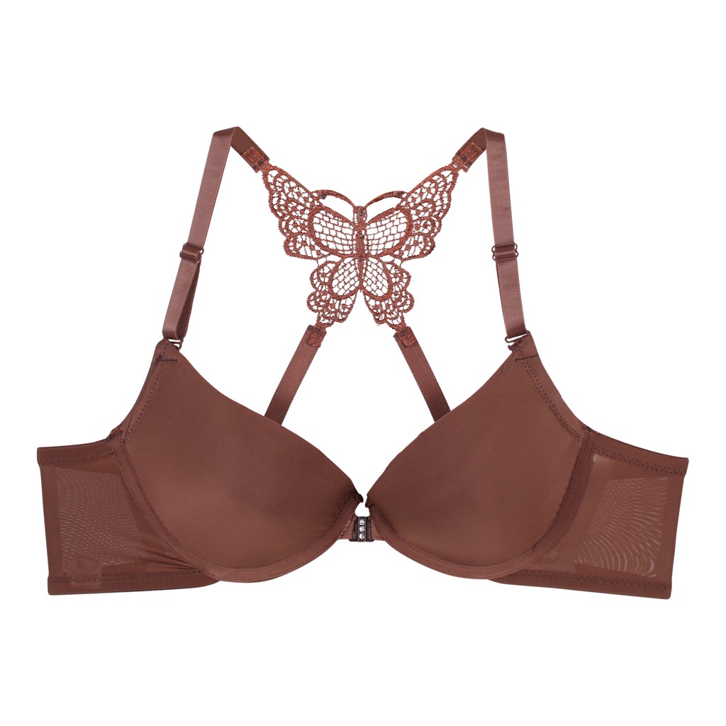YANU | Size 34B~40B | Bra Kupu-Kupu Cantik  1105 (Front Open Bra- Kancing Depan)-Moka