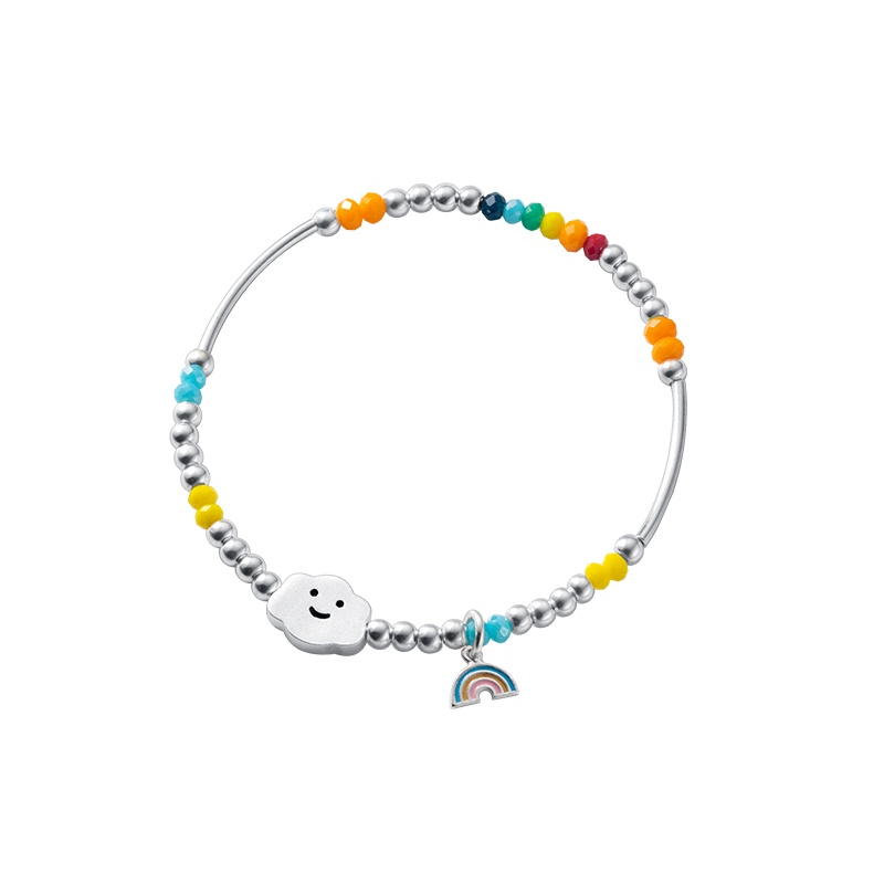 Gelang S925 Silver Aksen Manik-Manik Warna Awan Gaya Korea Untuk Wanita