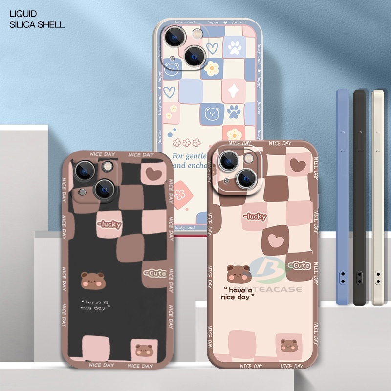 Redmi 10 5G 10C 10A 9C 9T 9A Redmi Note 11S 11 Pro Note10 5G Note 10S Note9 Note8 Note7 Poco F4 F3 M3 Pro X3 Pro NFC Cute Bear Motif Kotak Pink Silikon Casing Ponsel Binteacase