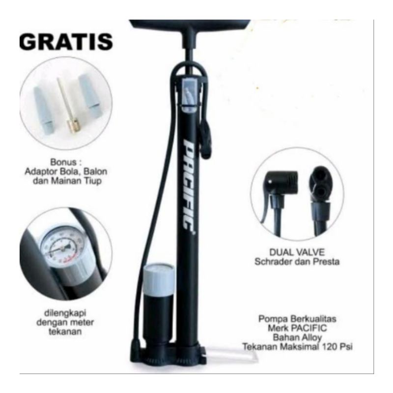 Floor Pump Pompa Tabung Lantai Ban Angin Sepeda Motor SP-J806 J807 PACIFIC | High Quality