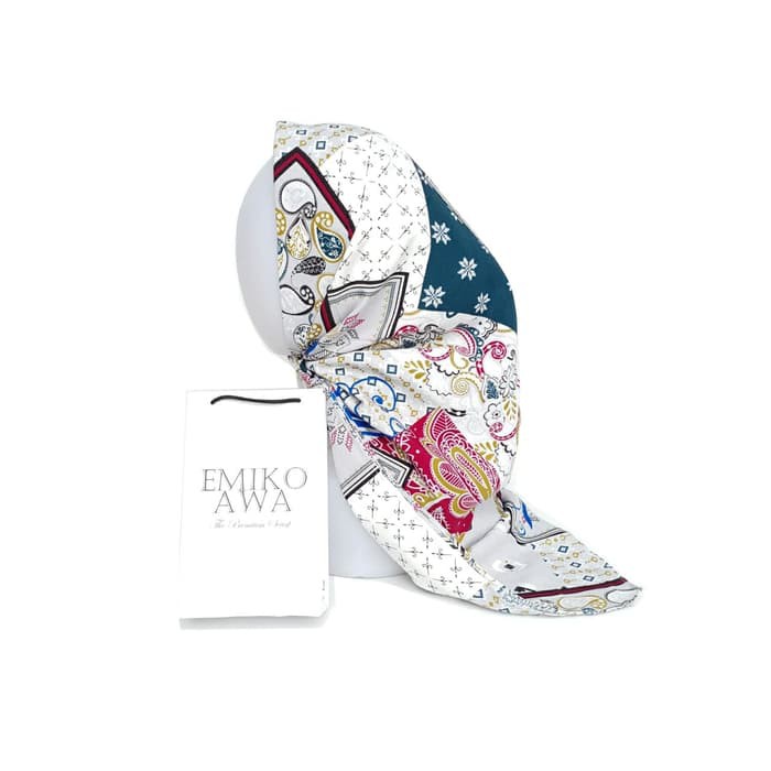 Jilbab Segiempat Motif TsukiGrey / Emikoawa / Maxmara / Berkualitas