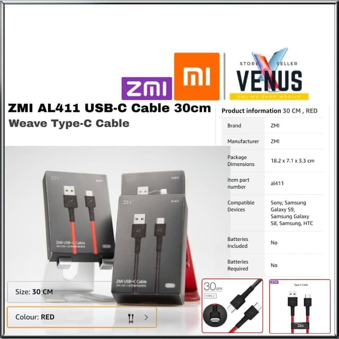 ZMI AL411/AL401 USB-C Cable 30cm-100cm Weave - Type-C Cable 30cm