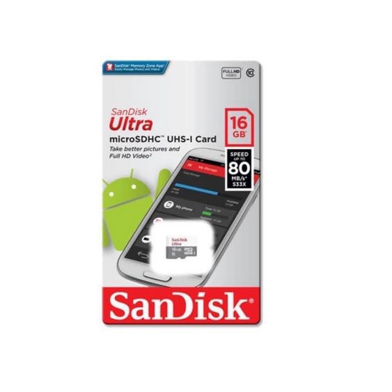 Memory Card Micro SD SANDISK 16GB Class 10 Speed 80 MBPS ULTRA SDHC