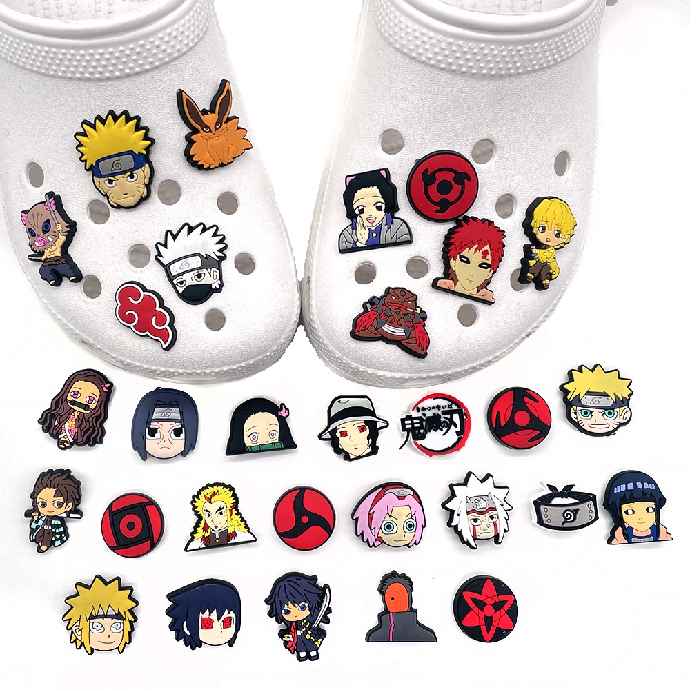 Charms jibbitz Action Figure anime Naruto Demon Slayer Blade Untuk Dekorasi Sepatu