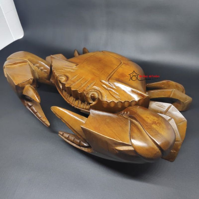 2 pcs patung asbak kepiting kayu