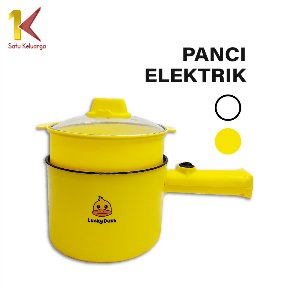 Satu Keluarga Panci Elektrik 2IN1 C520 Panci Kukus Mie Instan Listrik Serbaguna Dengan Keranjang Kuk