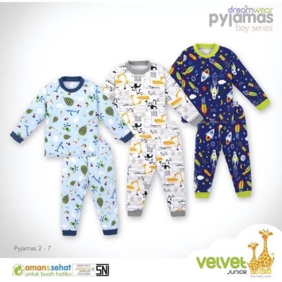 VELVET JUNIOR PROMO MURAH Piyama DREAMWEAR Big Size BOY 2 3 4 5 6 7 8 9 10 Setelan Baju Tidur Anak