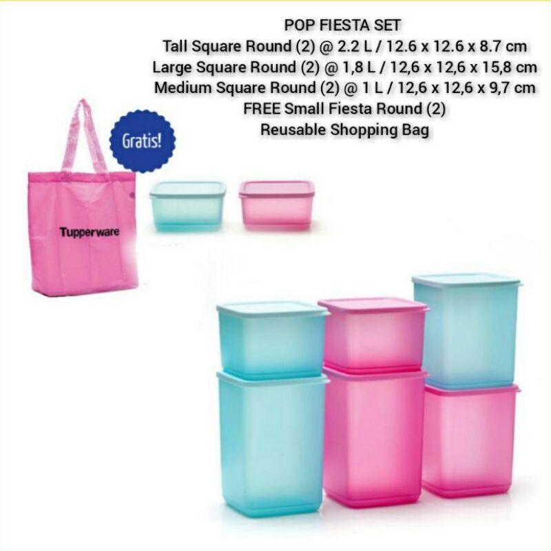 Pop fiesta set square round Toples set Tupperware