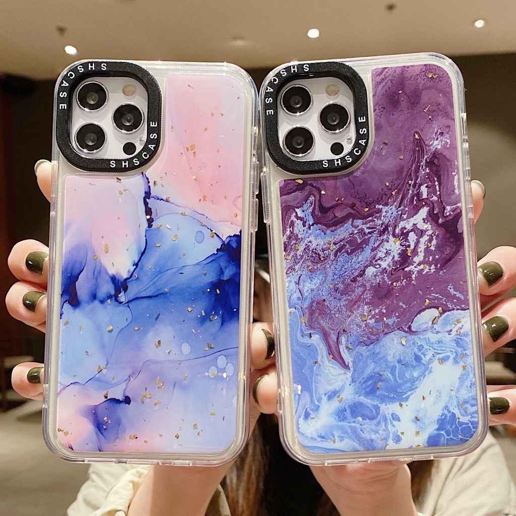 Case Pelindung Shockproof Motif Marmer Bening Untuk iphone 13 12 Pro Max X XR XS Max 6 7 8 Plus