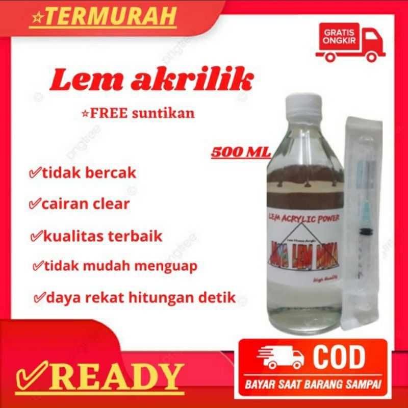 

Lem akrilik/Acrylic 500ml+suntikan