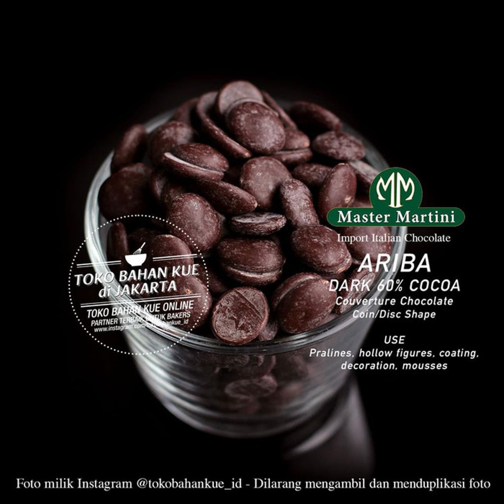 

Master Martini ARIBA 60% Dark Chocolate Couverture Repack 250gr Coklat Coin