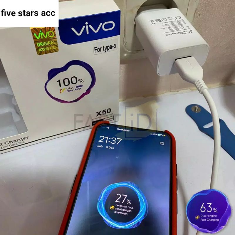 CHARGER VIVO Y30 Y30i Y50 Y51 Y51A ORIGINAL 100% TYPE C FAST CHARGING ORI  / CHARGER VIVO V19 V19 PR