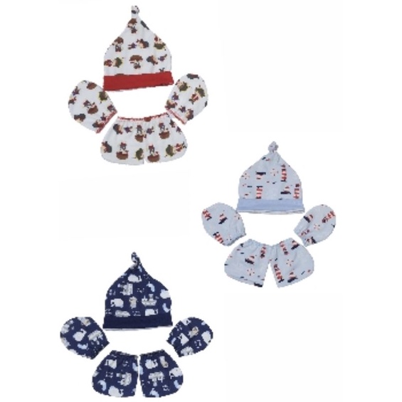 Set Topi + Sarung Tangan + Kaki Bayi LITTLE OWL / Perlengkapan Bayi Newborn