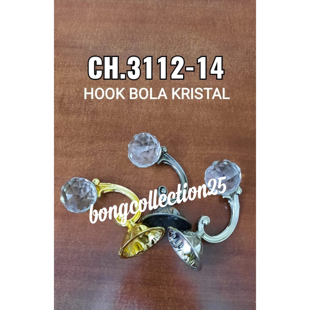 HOOK Gorden / Pengait Tali Gorden / Motif Crystal Bola Besar ( harga satuan / 1 biji)