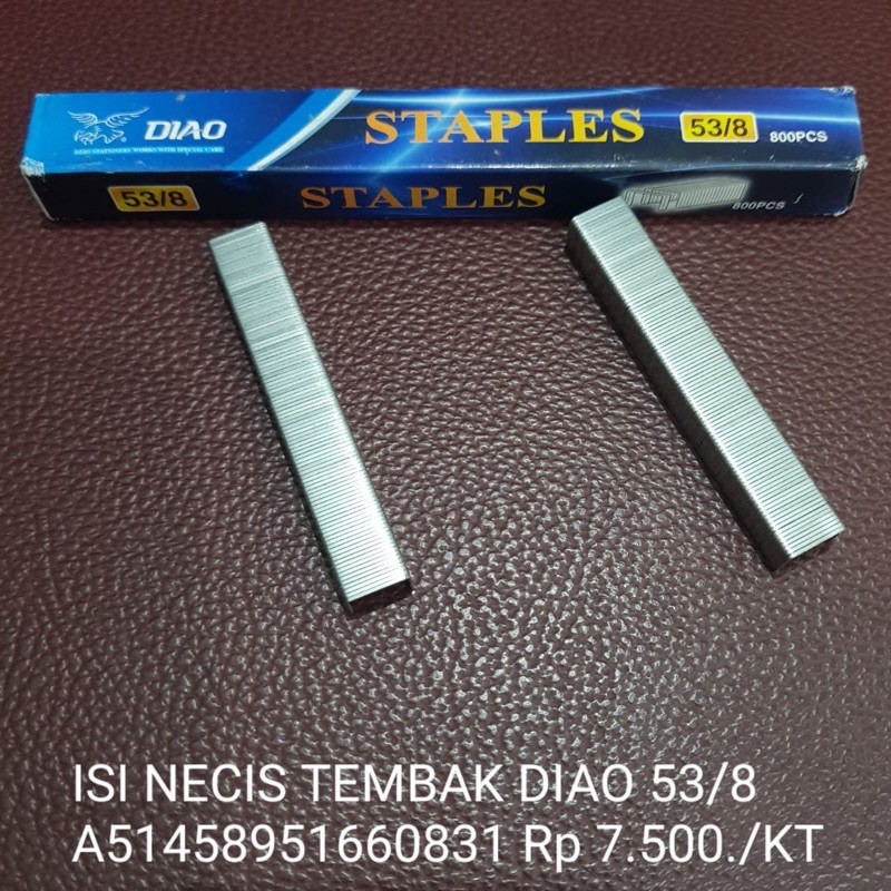 

ISI STAPLER/ NECIS TEMBAK DIAO 53/8 (MINIMAL BELI 5PACK)